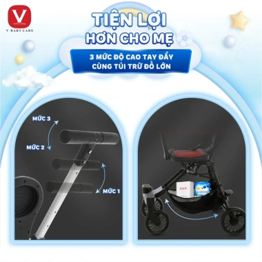 Xe Đẩy Bé Đổi Chiều Gấp Siêu Gọn Dây Đai An Toàn V-BABY Q2 Giá Ưu Đãi 829.000₫