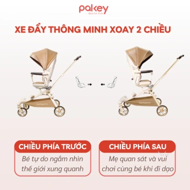 Xe Đẩy Bé V16 Plus Gấp Gọn Du Lịch - Mái Che, Bánh Xe EVA Êm Ái