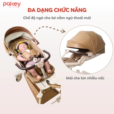 Xe Đẩy Bé V16 Plus Gấp Gọn Du Lịch - Mái Che, Bánh Xe EVA Êm Ái