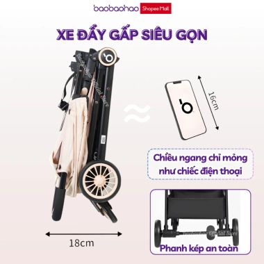 Xe Đẩy Đa Năng Baobaohao A2 Gấp Gọn Siêu Mỏng, Ngả Lưng Đa Chế Độ, Bánh Xe Giảm Xóc 1.025.000 VND