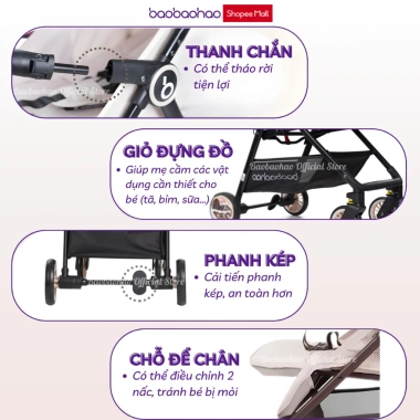 Xe Đẩy Đa Năng Baobaohao A2 Gấp Gọn Siêu Mỏng, Ngả Lưng Đa Chế Độ, Bánh Xe Giảm Xóc 1.025.000 VND 5 Xe Đẩy Đa Năng Baobaohao A2 Gấp Gọn Siêu Mỏng, Ngả Lưng Đa Chế Độ, Bánh Xe Giảm Xóc 1.025.000 VND 5