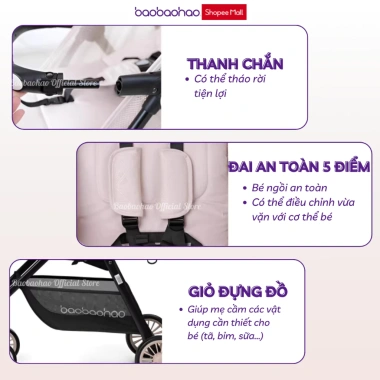 Xe Đẩy Đa Năng Baobaohao A2 Gấp Gọn Siêu Mỏng, Ngả Lưng Đa Chế Độ, Bánh Xe Giảm Xóc 1.025.000 VND