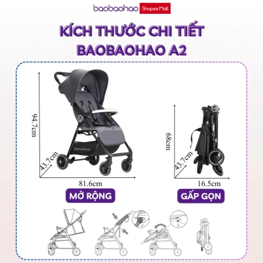 Xe Đẩy Đa Năng Baobaohao A2 Gấp Gọn Siêu Mỏng, Ngả Lưng Đa Chế Độ, Bánh Xe Giảm Xóc 1.025.000 VND