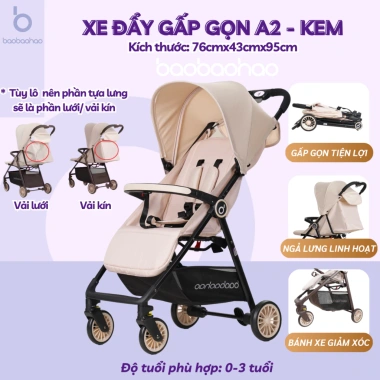 Xe Đẩy Đa Năng Baobaohao A2 Gấp Gọn Siêu Mỏng, Ngả Lưng Đa Chế Độ, Bánh Xe Giảm Xóc 1.025.000 VND