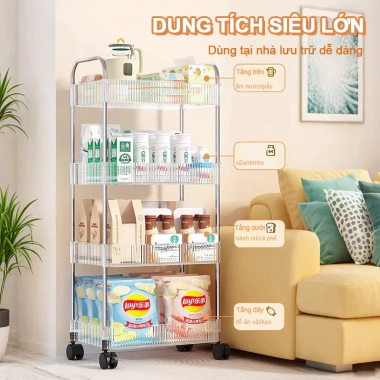 Xe Đẩy Đa Năng Kệ Trong Suốt Nhiều Tầng Bánh Xe Đồ Ăn Nhẹ, Mỹ Phẩm Giá 98.000