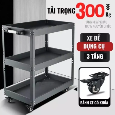 Xe đẩy đồ nghề 3 ngăn, 3 tầng nhập khẩu - Giá ưu đãi 659.000₫, chất lượng cao