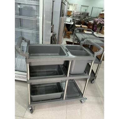 Xe đẩy dọn đồ ăn nhựa 3 tầng - Giá ưu đãi 1,280,000 VNĐ, di động, bền bỉ