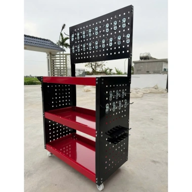 Xe đẩy dụng cụ 3 tầng có bánh xe, kệ cơ khí đa năng kèm 30 móc treo - Giá ưu đãi 855.999₫