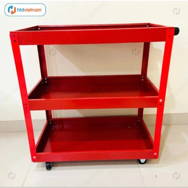 Xe đẩy dụng cụ 3 tầng tay cầm, bánh xe xoay 360°, di chuyển dễ dàng, chỉ 360.000₫