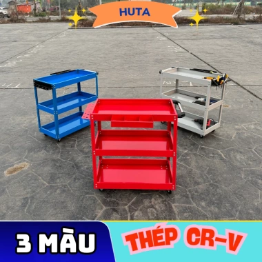 Xe Đẩy Dụng Cụ Cơ Khí 3 Tầng Thép CRV Cao Cấp – Bánh Xe Di Chuyển – Giá Ưu Đãi 555.000₫