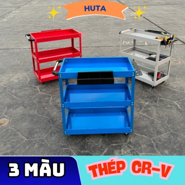 Xe Đẩy Dụng Cụ Cơ Khí 3 Tầng Thép CRV Cao Cấp – Bánh Xe Di Chuyển – Giá Ưu Đãi 555.000₫