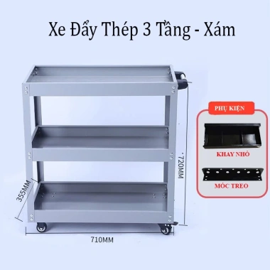 Xe đẩy dụng cụ inox 304 3 tầng - kèm khay đựng, bánh xe tiện lợi, giảm 20% 7 Xe đẩy dụng cụ inox 304 3 tầng - kèm khay đựng, bánh xe tiện lợi, giảm 20% 7