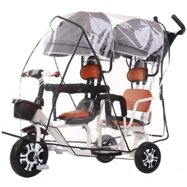 Xe đẩy em bé đôi Pushch toàn diện, áo mưa PVC vỏ trong suốt chống gió, giá ưu đãi 210.651₫