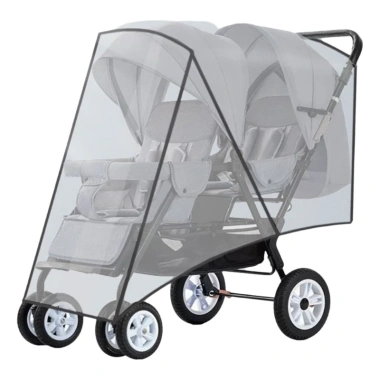 Xe đẩy em bé đôi Pushch toàn diện, áo mưa PVC vỏ trong suốt chống gió, giá ưu đãi 210.651₫