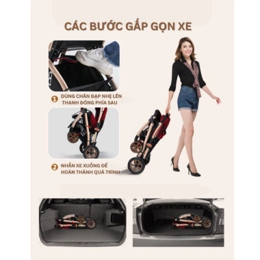 Xe đẩy gấp gọn 2 chiều 3 tư thế chịu lực 50kg bảo hành 24 tháng 1.09 triệu