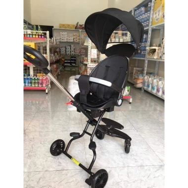 Xe đẩy gấp gọn 2 chiều M8 full đệm, ngả lưng, có mái - Giá ưu đãi 409.000₫