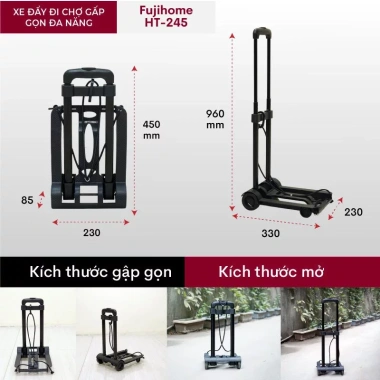 Xe đẩy gấp gọn 45kg HT-MINI01 tặng dây buộc, xe kéo mini chung cư, giá 305.000₫ 5