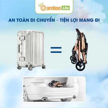 Xe đẩy gấp gọn Bamboo Life 2 chiều 3 tư thế cho bé 0‑36 tháng - Du lịch siêu thị - Giá chỉ 1.699.000 VNĐ