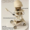 Xe đẩy gấp gọn bé Beige - Đảo chiều, 3 tư thế, tặng khay ăn và Lò Xo, giá 629.000₫ 3
