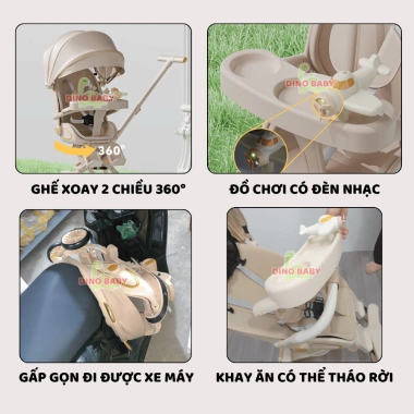Xe đẩy gấp gọn cho bé M2 M9 K1 2 chiều 3 thuận, có khay ăn, mang đi xe máy, mẫu 2.024 550k