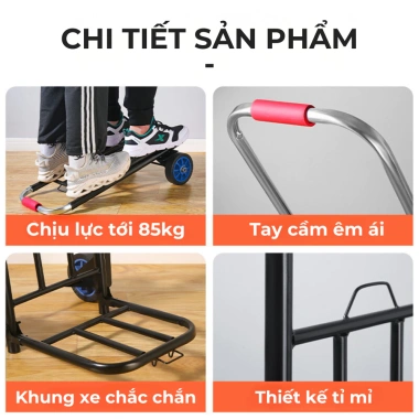 Xe Đẩy Gấp Gọn Đa Năng - Khung Thép Chịu Lực, Chống Gỉ, Kèm Dây Buộc, Hành Lý & Mua Sắm 6