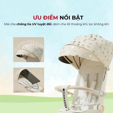 Xe đẩy gấp gọn du lịch G500 cho bé sơ sinh - 3 tư thế đảo chiều giảm xóc, tặng bàn ăn 4 Xe đẩy gấp gọn du lịch G500 cho bé sơ sinh - 3 tư thế đảo chiều giảm xóc, tặng bàn ăn 4
