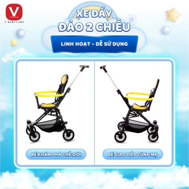 Xe Đẩy Gấp Gọn HỎA TỐC V-BABY Q2 Đảo Chiều Dây Khóa An Toàn Bệ Ngồi - 819k