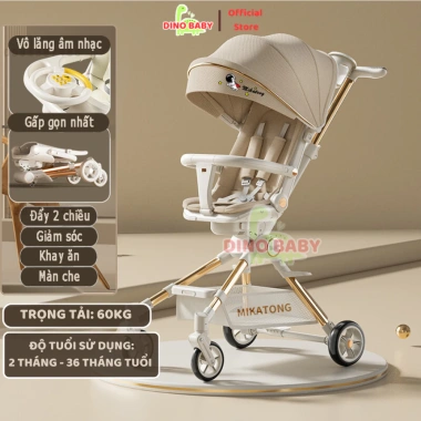 Xe đẩy gấp gọn K8 K1 M2 M9 - kèm bàn ăn, vô lăng nhạc, BH 1 năm, Dino Baby, 550.000₫