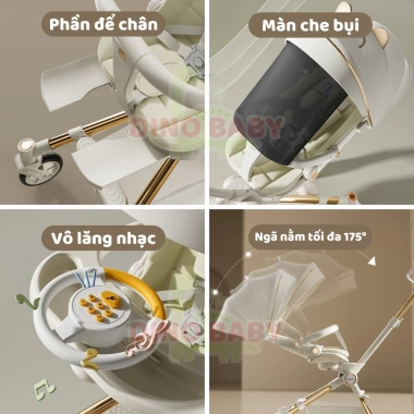 Xe đẩy gấp gọn K8 K1 M2 M9 - kèm bàn ăn, vô lăng nhạc, BH 1 năm, Dino Baby, 550.000₫ 3 Xe đẩy gấp gọn K8 K1 M2 M9 - kèm bàn ăn, vô lăng nhạc, BH 1 năm, Dino Baby, 550.000₫ 3