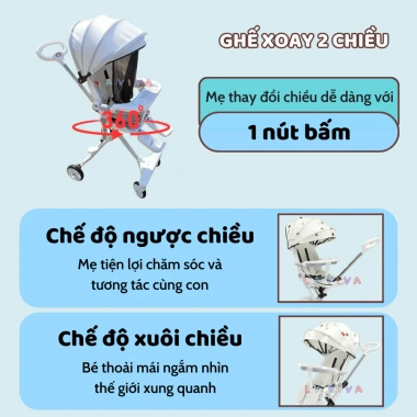 Xe đẩy gấp gọn LAVIVA M9 M8 M2 2 chiều 3 tư thế, cho bé 2 tháng‑6 tuổi, giá 550k
