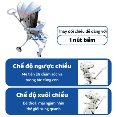 Xe đẩy gấp gọn OBAMA BABY M9/M8 2 chiều 3 tư thế cho bé 2‑6 tuổi - 490.000₫