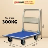 Xe đẩy hàng 150-300kg tay cầm gấp gọn, 4 bánh cao su, sàn thép - 584.800₫ 3