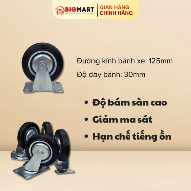 Xe đẩy hàng 150-300kg tay cầm gấp gọn, 4 bánh cao su, sàn thép - 584.800₫