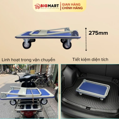 Xe đẩy hàng 150-300kg tay cầm gấp gọn, 4 bánh cao su, sàn thép - 584.800₫ 8 Xe đẩy hàng 150-300kg tay cầm gấp gọn, 4 bánh cao su, sàn thép - 584.800₫ 8