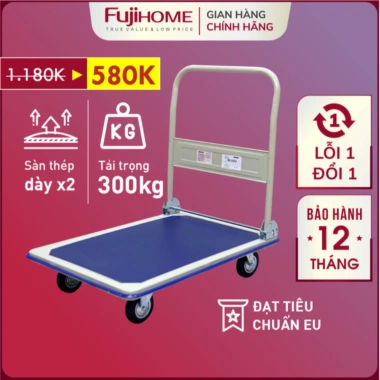 Xe đẩy hàng 4 bánh 300kg FUJIHOME nhập khẩu, gấp gọn, bánh cao su - 684.000đ