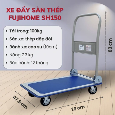 Xe đẩy hàng 4 bánh 300kg FUJIHOME nhập khẩu, gấp gọn, bánh cao su - 684.000đ 10 Xe đẩy hàng 4 bánh 300kg FUJIHOME nhập khẩu, gấp gọn, bánh cao su - 684.000đ 10