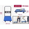 Xe đẩy hàng 4 bánh gấp gọn 100‑200kg FUJIHOME, bánh cao su chống ồn, sàn nhựa 6