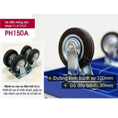 Xe đẩy hàng 4 bánh gấp gọn 100‑200kg FUJIHOME, bánh cao su chống ồn, sàn nhựa 7 Xe đẩy hàng 4 bánh gấp gọn 100‑200kg FUJIHOME, bánh cao su chống ồn, sàn nhựa 7