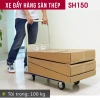 Xe đẩy hàng 4 bánh gấp gọn 100‑200kg FUJIHOME, bánh cao su chống ồn, sàn nhựa 9
