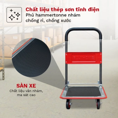 Xe đẩy hàng 4 bánh gấp gọn 150kg Fujihome, bánh cao su, khóa chống ồn, đa năng - 684.000 VND