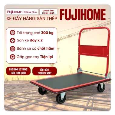 Xe đẩy hàng 4 bánh gấp gọn 300kg Fujihome bánh cao su siêu bền, giảm tiếng ồn, đa năng, giá chỉ 684.000đ