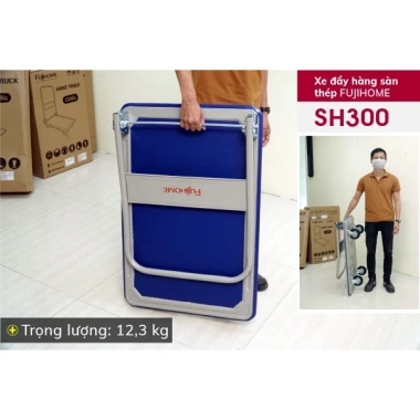 Xe đẩy hàng 4 bánh gấp gọn FUJIHOME 150‑300kg, bánh cao su siêu bền, chống ồn, đa năng - 684.000đ