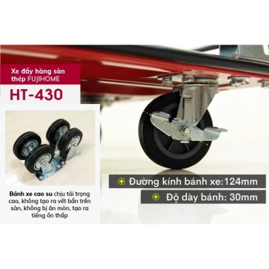 Xe đẩy hàng 4 bánh gấp gọn FUJIHOME 150‑300kg, bánh cao su siêu bền, chống ồn, đa năng - 684.000đ