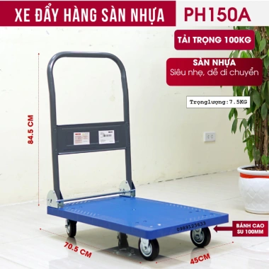 Xe đẩy hàng 4 bánh gấp gọn FUJIHOME 150‑300kg, bánh cao su siêu bền, chống ồn, đa năng - 684.000đ