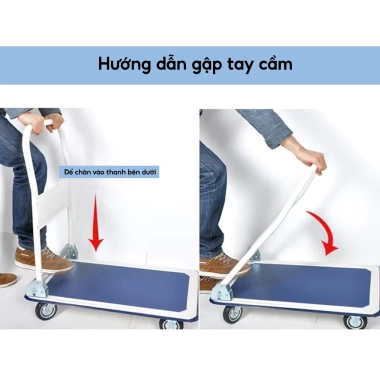 Xe đẩy hàng 4 bánh gấp gọn LP Hardware bánh chống ồn sàn kim loại giá 649.000₫