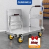 Xe đẩy hàng AURAWELL 200-800kg khung thép, bánh xe phổ thông/phanh, giá 649.000