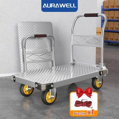 Xe đẩy hàng AURAWELL 200-800kg khung thép, bánh xe phổ thông/phanh, giá 649.000