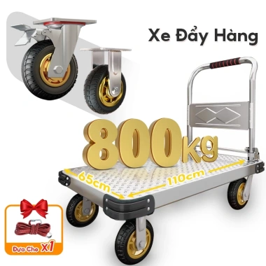 Xe đẩy hàng AURAWELL 200-800kg khung thép, bánh xe phổ thông/phanh, giá 649.000