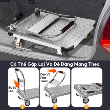 Xe đẩy hàng AURAWELL 200-800kg khung thép, bánh xe phổ thông/phanh, giá 649.000