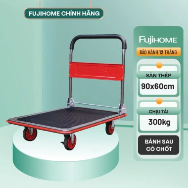 Xe đẩy hàng FUJIHOME SH300N sàn thép 4 bánh, tải 250‑300kg, sơn tĩnh điện, bảo hành 12 tháng - Giá chỉ 684.000₫